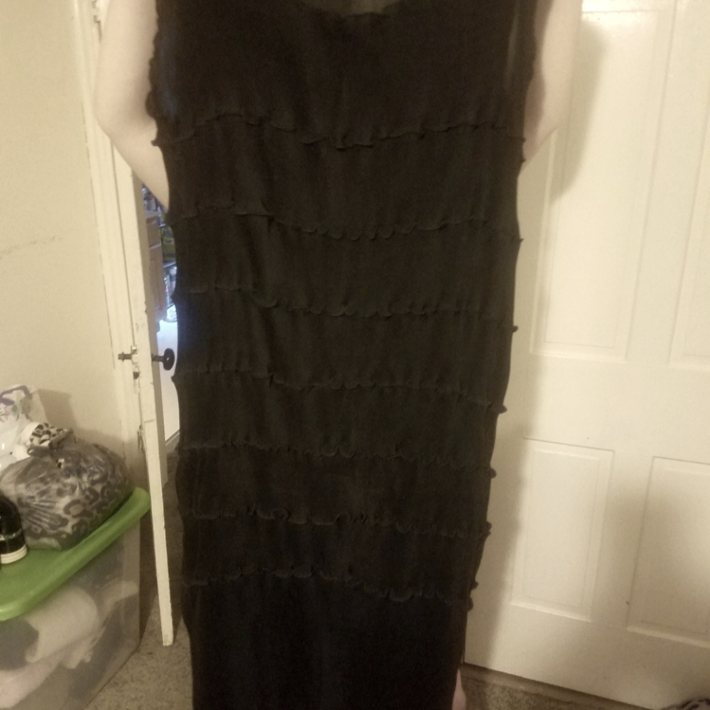NWT- Heydari New York all Black Ruffle long dress